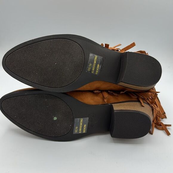 Qupid Fringe booties Tan Size 6 - Picture 4 of 9